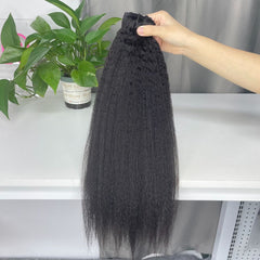 Burmese Virgin Seamless Clip-in Thicker Drawn #1B Hair Extensions