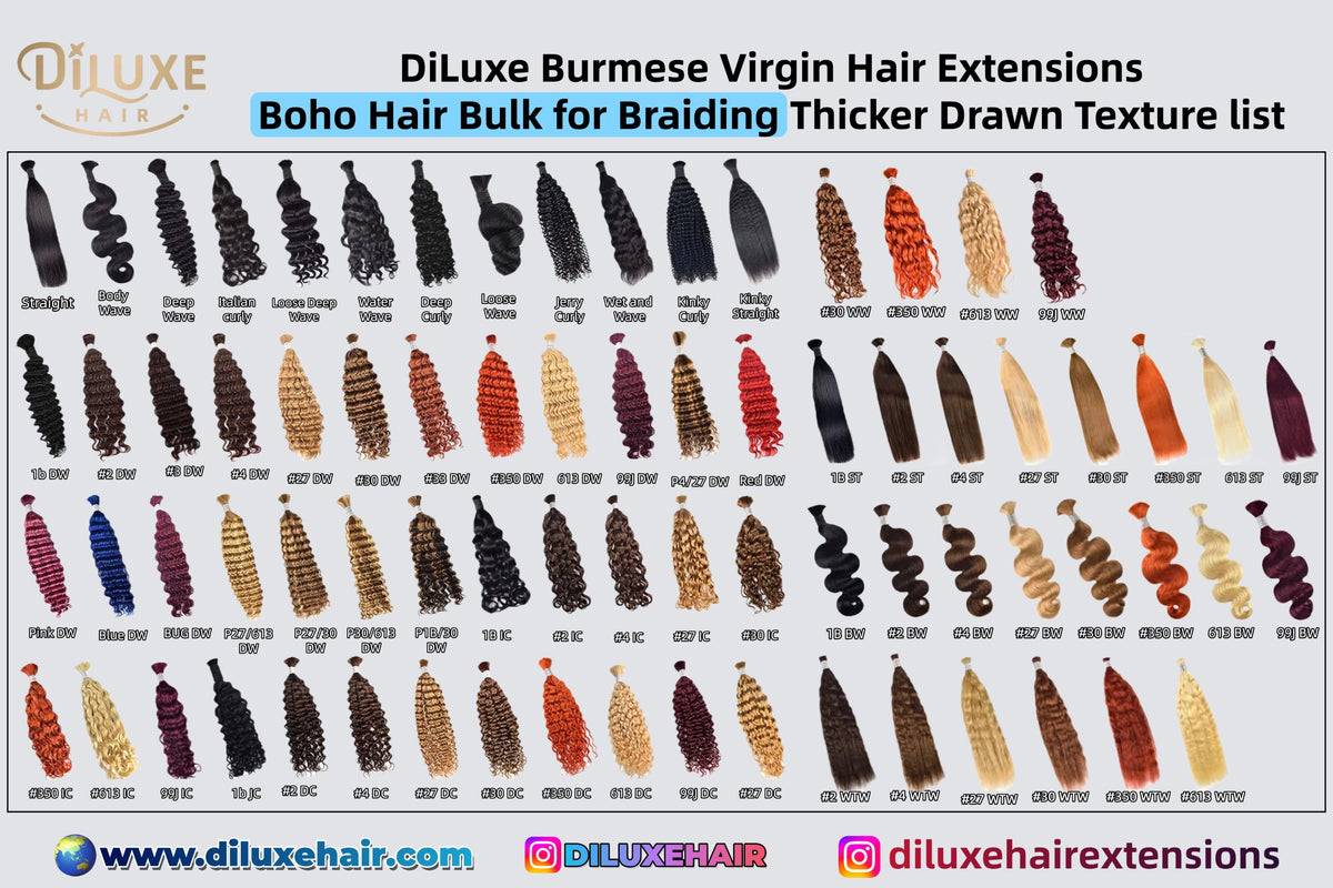 Burmese Virgin Boho Bulk Thicker Drawn Hair Extensions