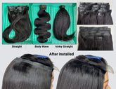 Burmese Virgin PU Clip-in Thicker Drawn #1B Hair Extensions