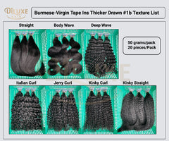 Burmese Virgin Tape-in Thicker Drawn #1B 50g