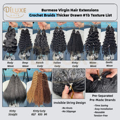 Burmese Virgin Crochet Braids Thicker-Drawn Hair Extensions