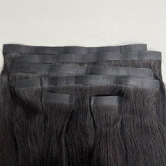 Burmese Virgin PU Clip-in Thicker Drawn #1B Hair Extensions
