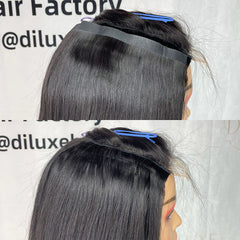 Burmese Virgin PU Clip-in Thicker Drawn #1B Hair Extensions