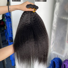 Burmese Virgin I-tip Thicker Drawn #1B Hair Extensions