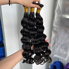 Burmese Virgin I-tip Thicker Drawn #1B Hair Extensions