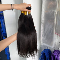 Burmese Virgin I-tip Thicker Drawn #1B Hair Extensions